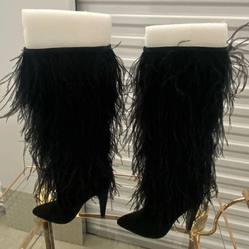 Alesandra Ostrich feather boots